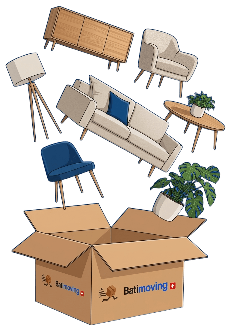 Déménagement en Suisse avec Batimoving - Cartons et mobilier